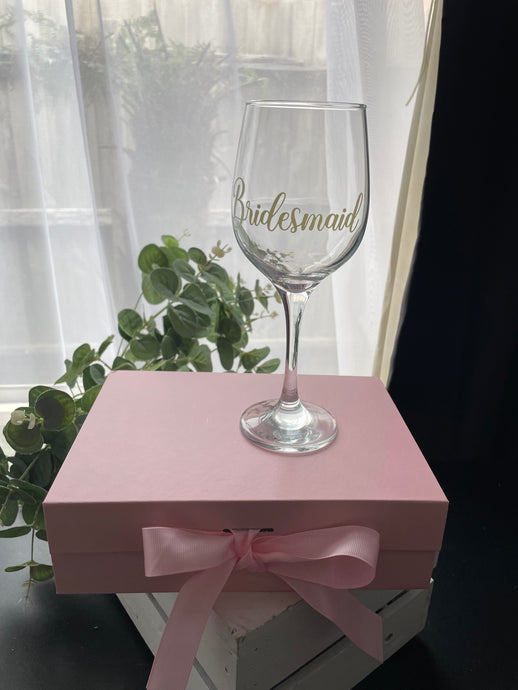 BRIDESMAID GLASS and PINK BOX