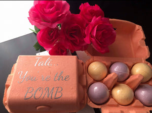 BATH BOMBS -PERSONALISED EGG CARTON