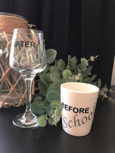 BEFORE AFTER SCHOOL GLASS AND MUG SET