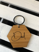 Load image into Gallery viewer, DAD BAMBOO KEYRING HEXAGON