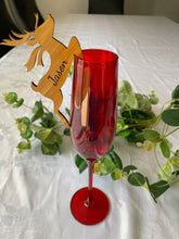 Load image into Gallery viewer, PERSONALISED REINDEER GLASS  DECORATION/PLACE SETTING