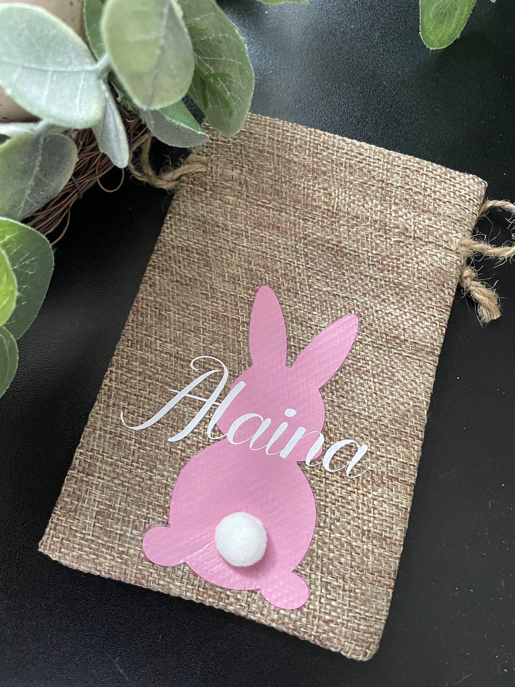 PERSONALISED JUTE BUNNY BAG