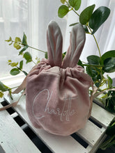 Load image into Gallery viewer, EASTER BUNNY EAR VELVET  BAG PERSONALISED