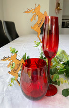 Load image into Gallery viewer, PERSONALISED REINDEER GLASS  DECORATION/PLACE SETTING