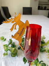 Load image into Gallery viewer, PERSONALISED REINDEER GLASS  DECORATION/PLACE SETTING