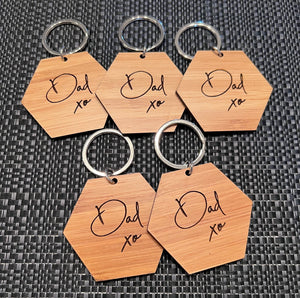 DAD BAMBOO KEYRING HEXAGON