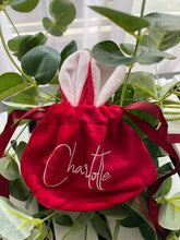 Load image into Gallery viewer, EASTER BUNNY EAR VELVET  BAG PERSONALISED